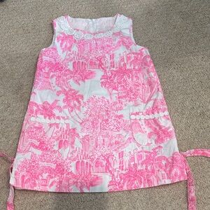Lilly Pulitzer Pink and White Tropical Kids Dress